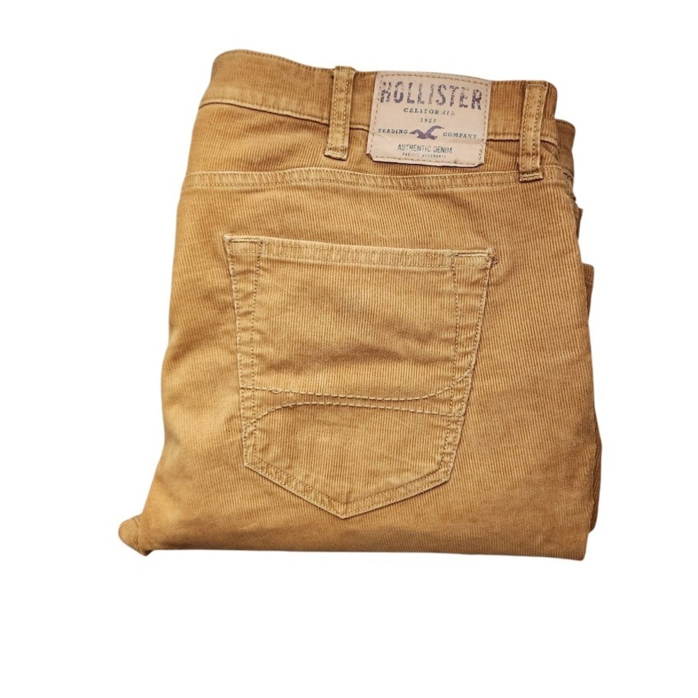 HOLLISTER Skinny 5 Pocket Corduroy Pants Brown Tan 38x34‎ Y2K Mallcore